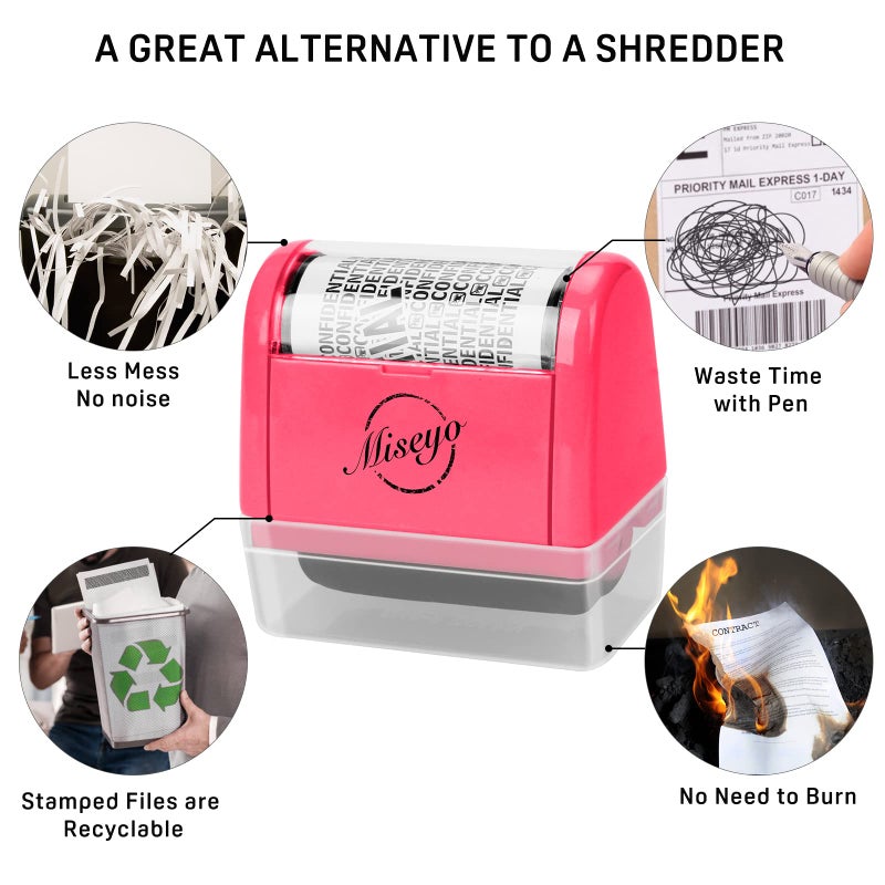 Miseyo Wide Roller Stamp Identity Theft Stamp 1.5 Inch Perfect for Privacy Protection - Peach - Image 5